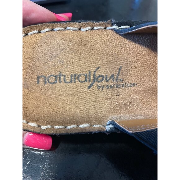 Natural Soul By Naturalizer Black Leather Slide Sandals Size 8M Chatman - Picture 6 of 6